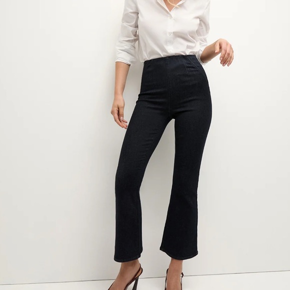 Veronica Beard Carson Off-Duty Kick-Flare Jean Oxford Dark Blue Denim High Rise - Picture 1 of 8